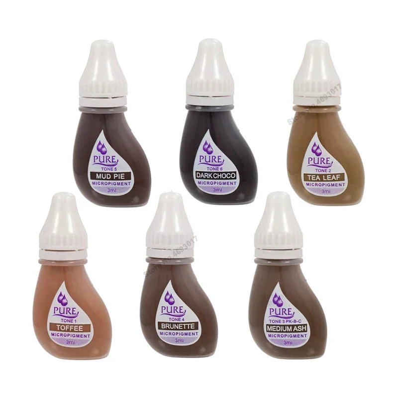 3ml Tattoo Inks Kit Professional Tattoo Supply 6Pcs Pigment Mixing Color Natural Plant Ink Set Pigment Color Art Supplies