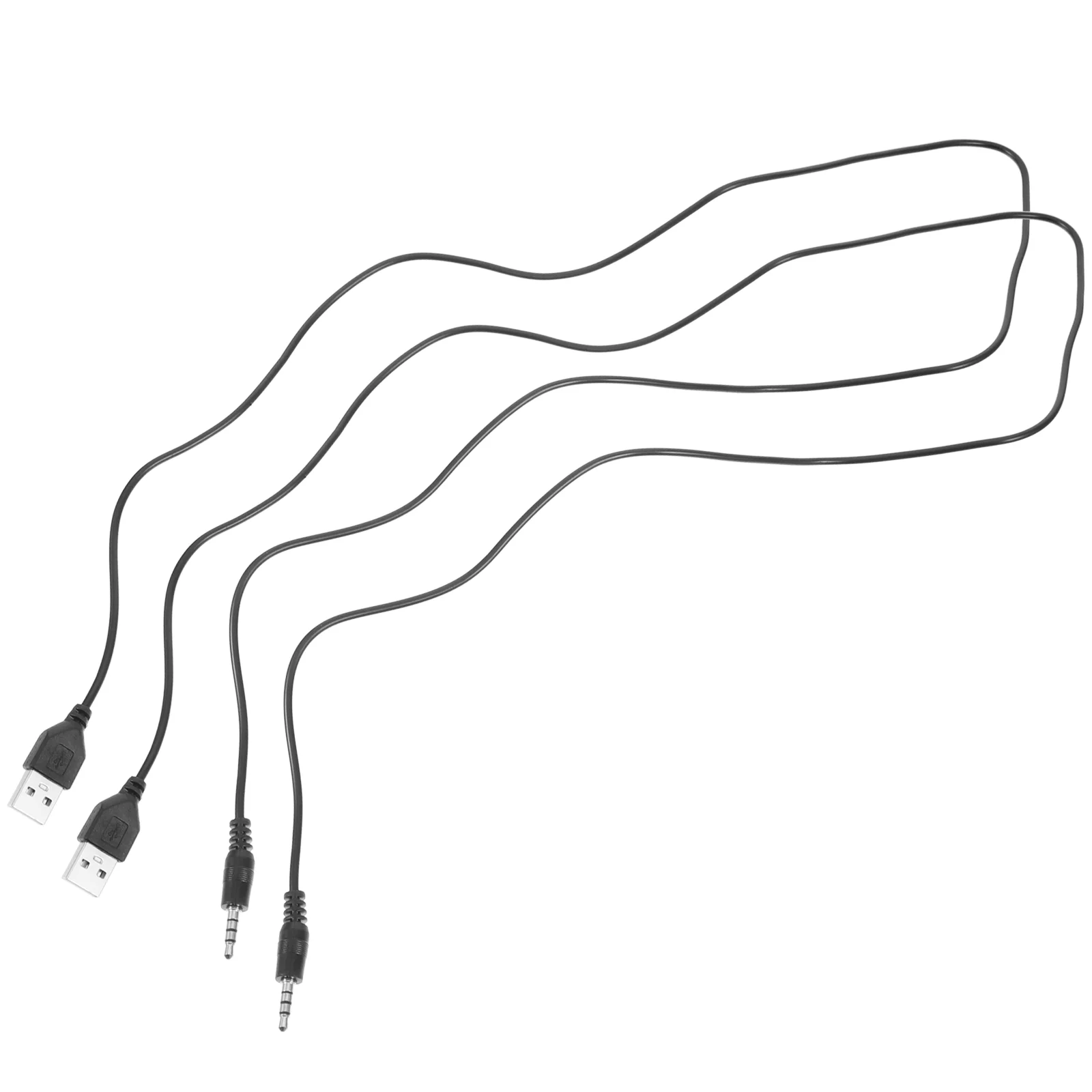 

2 Pcs USB 35mm Cable Power Cord Mini Soundbar Audio Adapter Jack Pvc Charging Soundbars