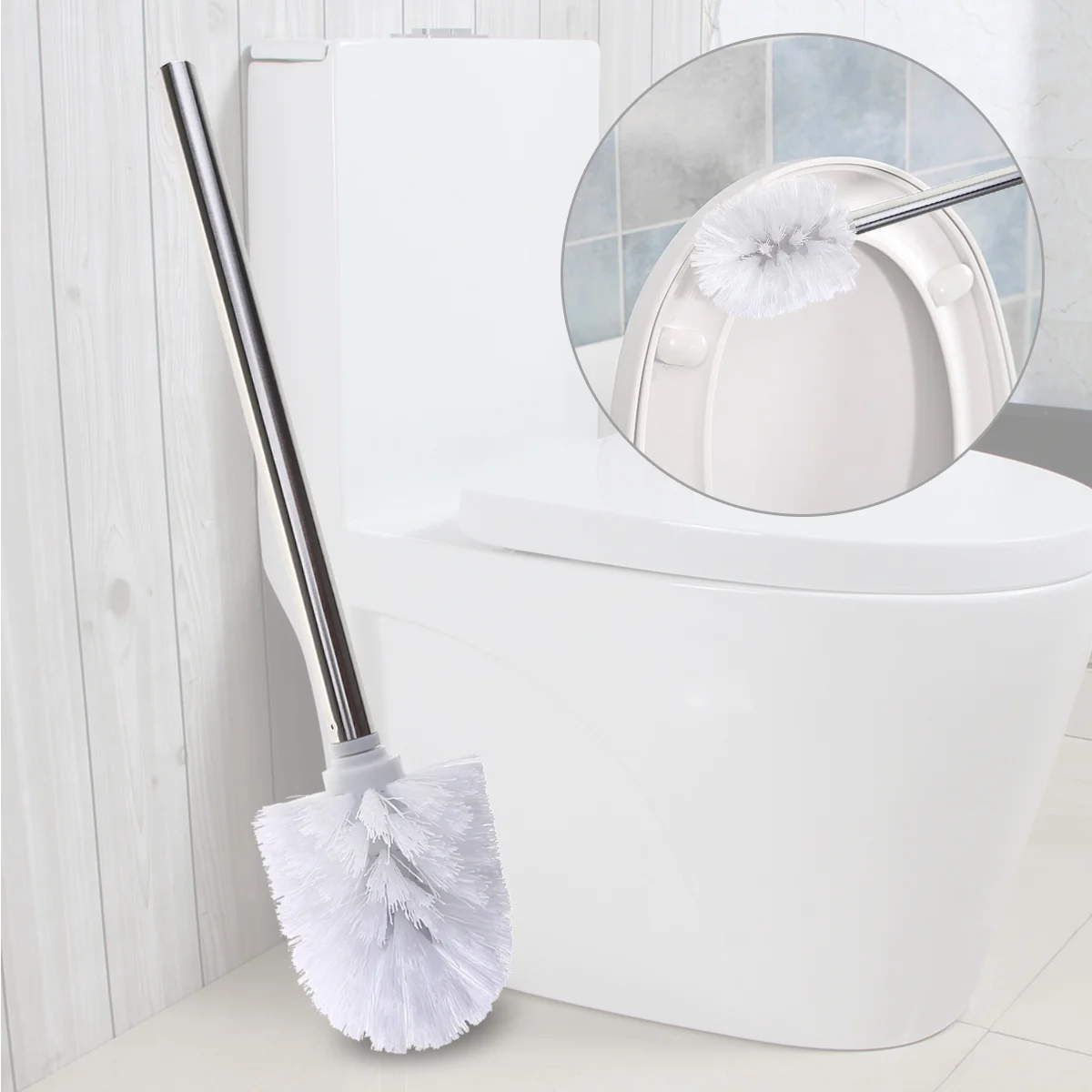 3Pcs ToiletBrush StainlessSteelHandle BathroomWC Scrubber VisibleEffect PracticalDesign HomeDailyUse