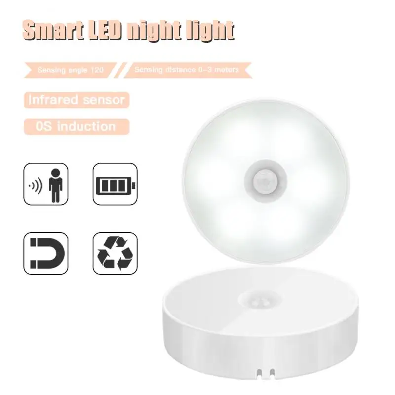 Led Night Light Energy-saving Motion Sensor Intelligent Home Bedroom Usb Rechargeable Wall Lamp Cabinet Light