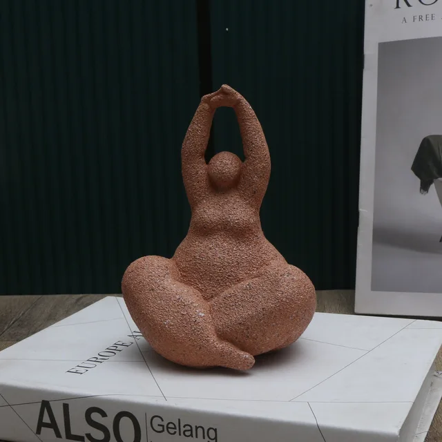 Statue de femme potelée en résine de grès faite à la main, art abstrait, maison, salon, bureau, armoire, brittop, entrée, décembre, 1 pièce 5