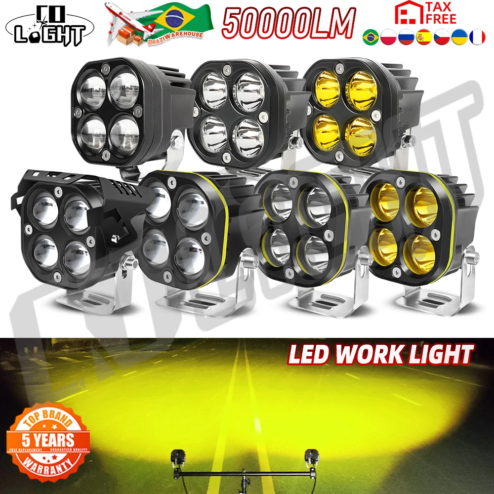

CO LIGHT 3" LED Work Light Square Car Yellow White Spotlight 12V 24V DRL Off Road Fog Lamp For SUV Truck 4X4 4WD Car Accessories