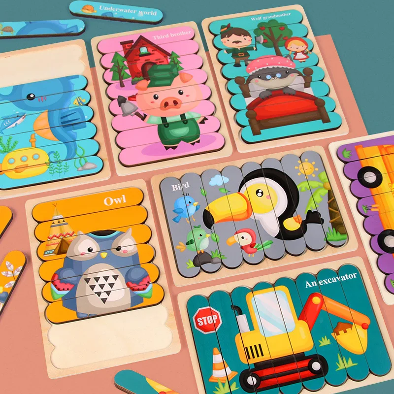 Double-Sided Wooden Animal Puzzle 3