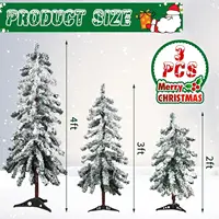 3 Pcs Flocked Natural Artificial Christmas Tree Set with Lights Flocked Christmas Tree (Alpine Tree,2' 3' 4') 3
