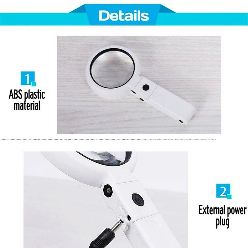 5 / 11X Magnifying Glass With 8 LED Light Magnifier Foldable Stand Table Lamp