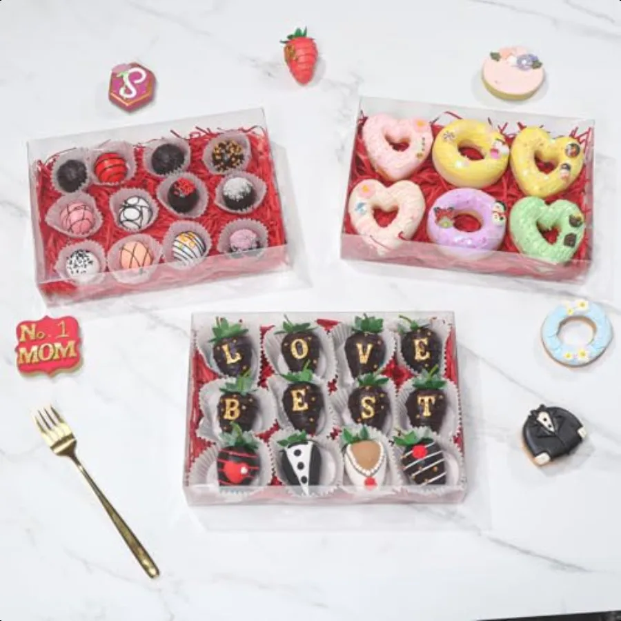 50 Pcs Clear Chocolate Covered Strawberries Truffles