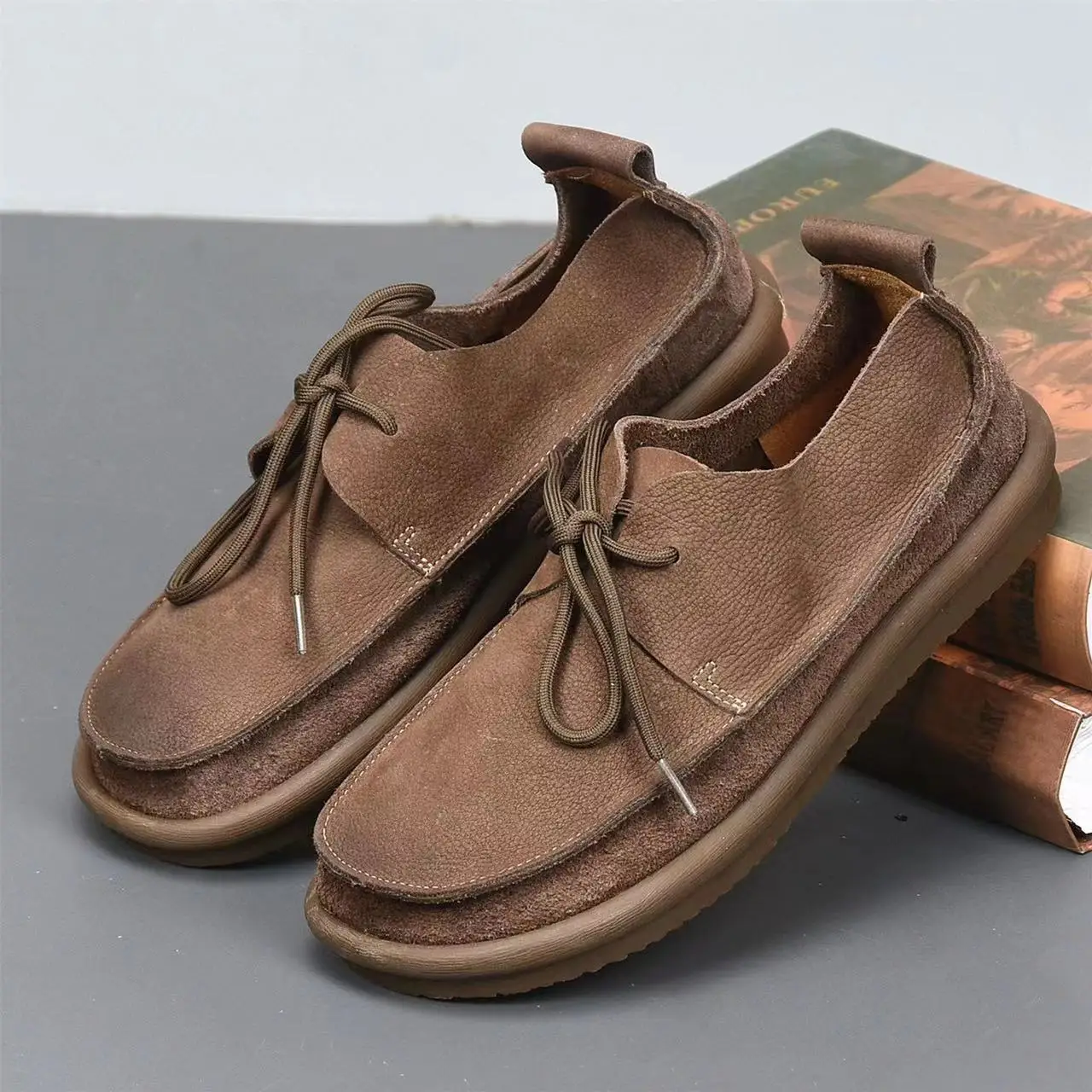 Careaymade-Handmade Genuine Leather Flats Women Shoes Round Toe Shallow Soft Sole Loafers Retro Solid Women Flats women shoes,women flats