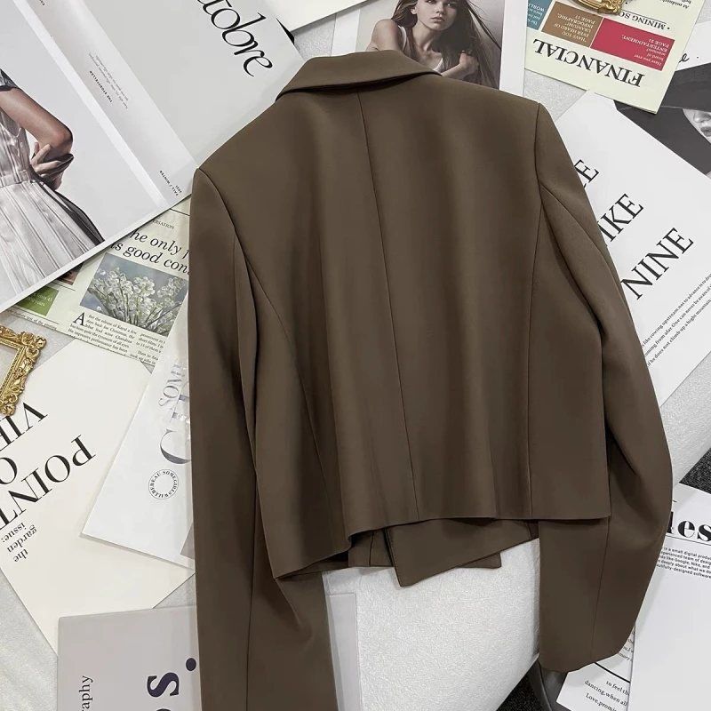 Women's Short Blazers Long-Sleeved Suit Jacket Female Clothing Solid Color Outwear England Style Fashion Casual Women Blazer Top