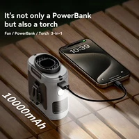 20000mAh Outdoor Portable Waist Fan Hanging Neck Fan Strong Wind with Power Bank LED Lighting for Sports Courier Outdoor Working 3