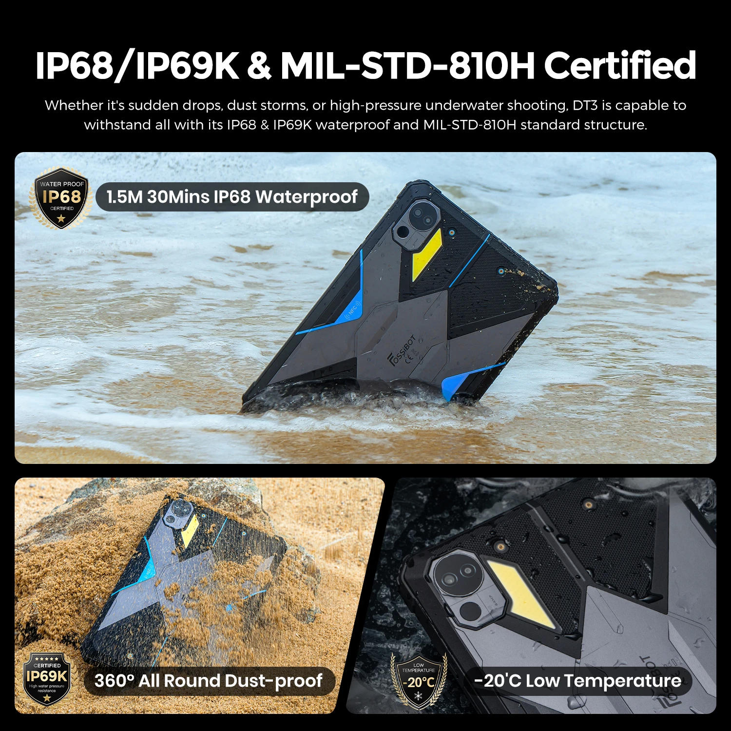 World Premiere] FOSSiBOT DT3 Rugged Tablet 5G MTK7300,32G(12+20)+