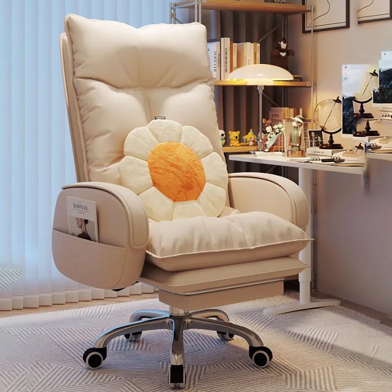 Leather Cream gaming chairs Lazy Luxury Swivel Relaxing Chair Nordic Design Reclining Rocking Chair Furniture Living Room manufacturer s living room creative fabric casual and comfortable mandarin duck simple and modern lazy reclining chair