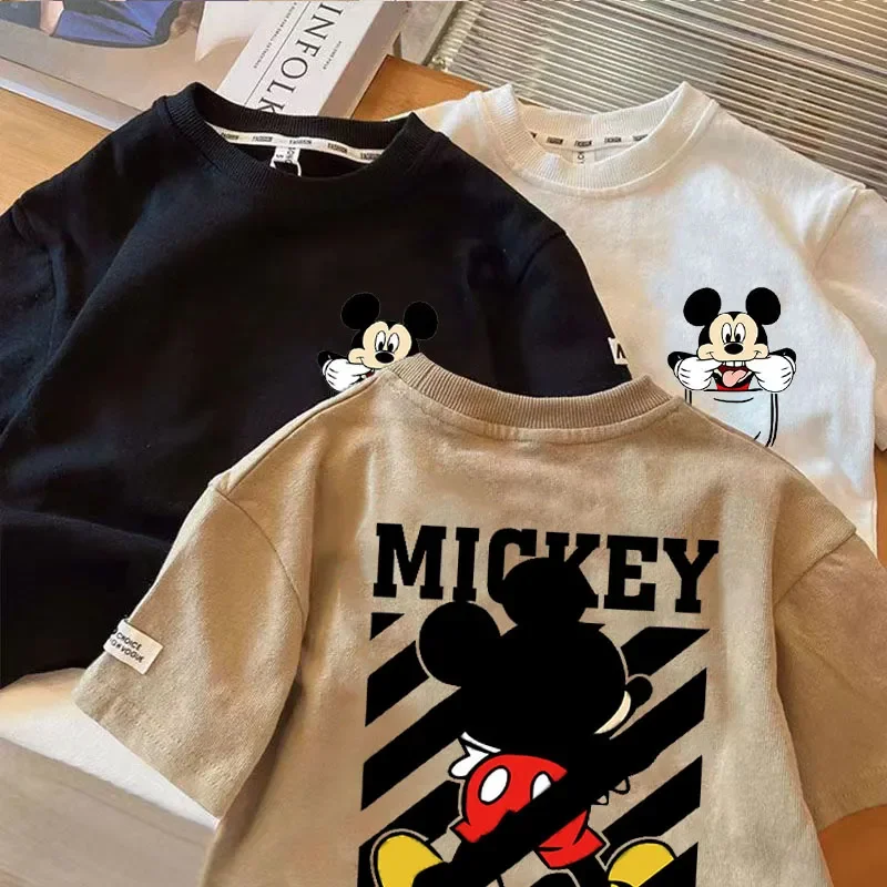 2024 Kid Mickey Mouse Short sleeve T-Shirt Clothes Summer Baby Boy Girl Cartoon Cotton O-Neck Tees Children Casual Clothing Tops 5