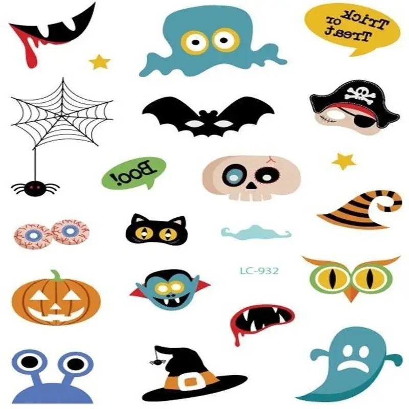 New Creative Waterproof Halloween Tattoo Stickers Masquerade Death Spirit Face Stickers Funny Tattoo Temporary Tattoo Stickers