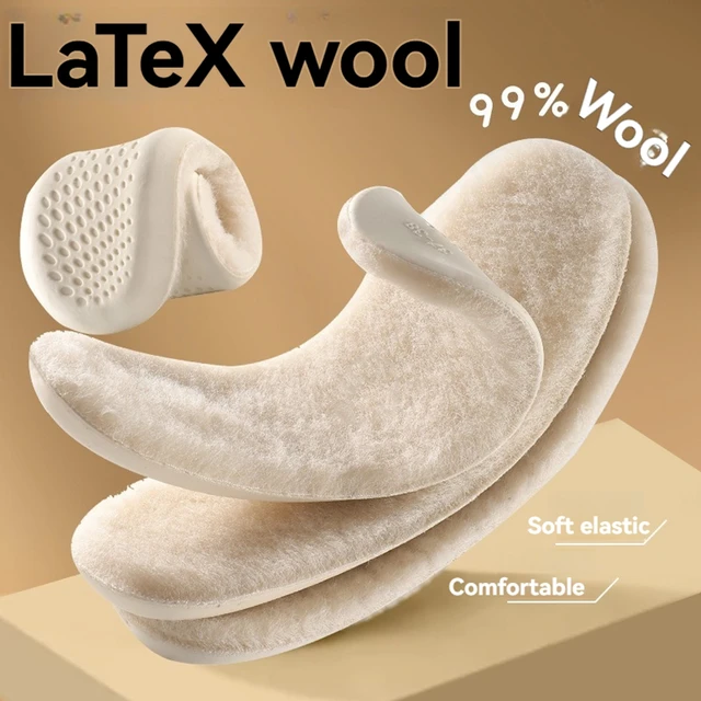 Genuine Wool Insoles for Winter Shoes Man Woman High Elastic Latex Sole Thick Cashmere Thermal Shoe Insoles With Arch Support 3