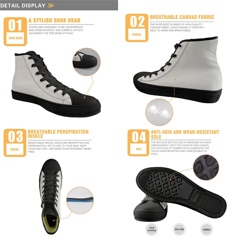 Casual Lace Up Sneakers For Ladies Music Notes Brand Design Classic High Top Canvas Footwear Vulcanized Flat Shoes