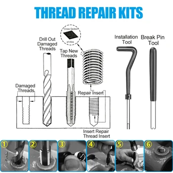 Metric Thread Repair Insert Kit M5/M6/M8/M10/M12/M14 Helicoil