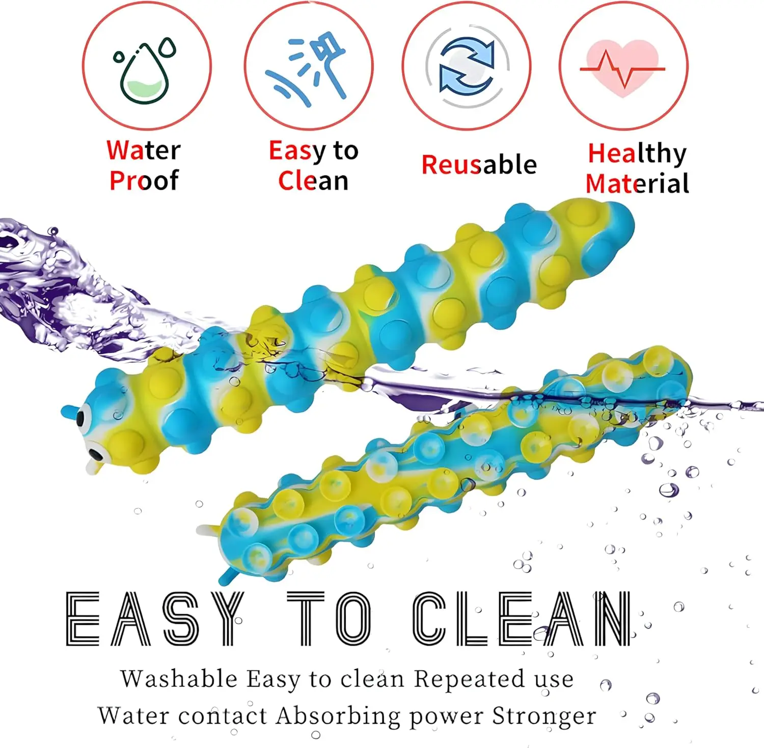 New and unique creative slow rebound venting silicone suction cup caterpillar toy pinching parent-child interaction 4