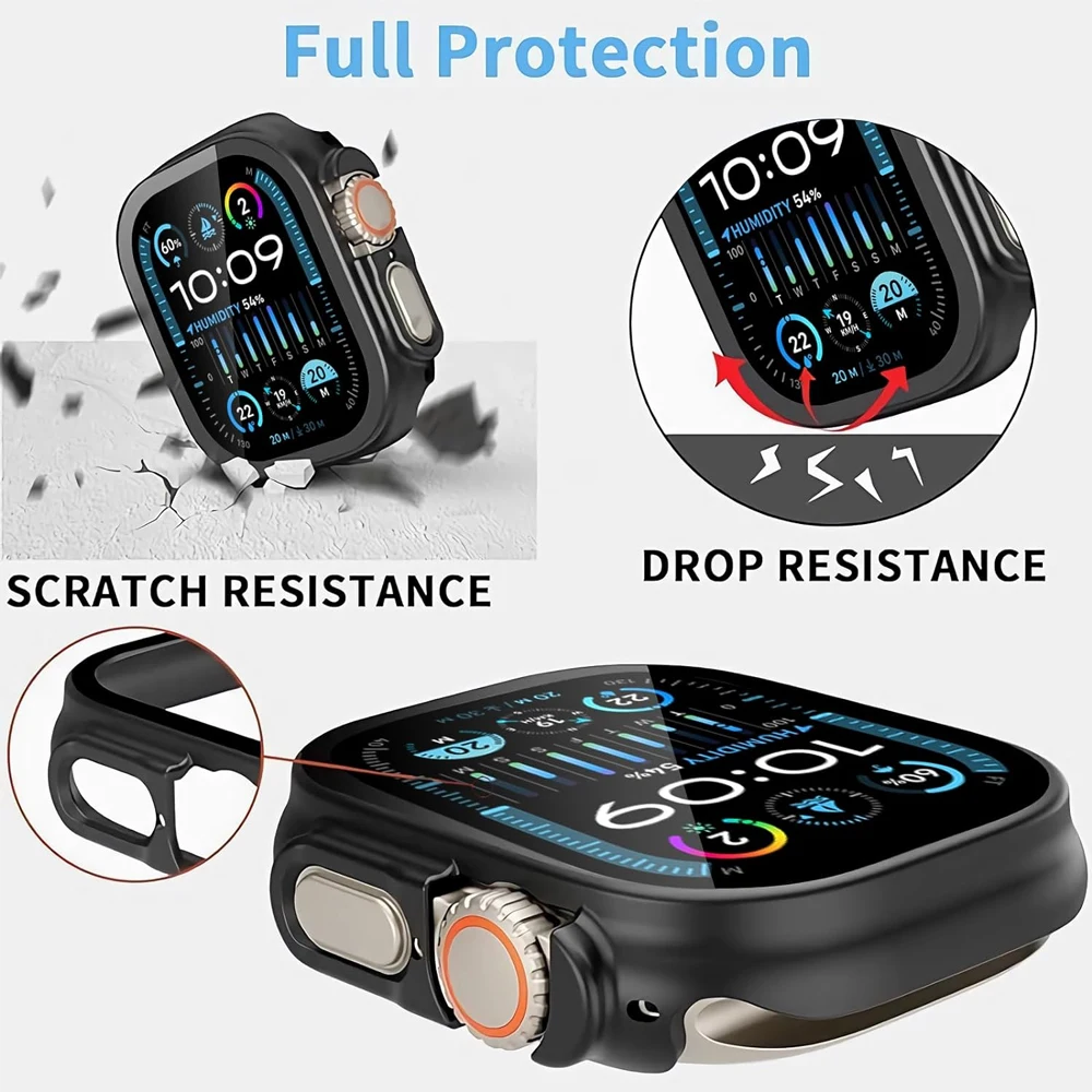 Premium Tempered Glass Screen Protector with PC Bumper for Apple Watch Ultra 49mm