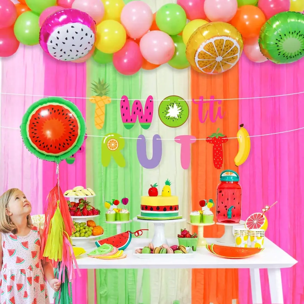 Set Tutti Frutti Theme Party Decorations Colorful Balloons Arch