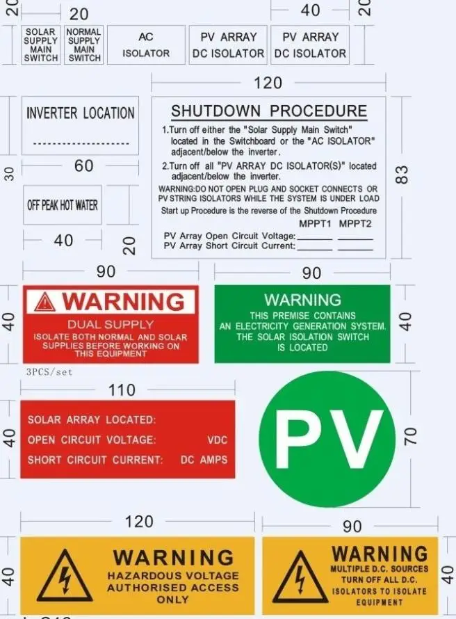 Warn- und Hinweisschilder-Set für PV-Anlagen ohne Batteriespeicher, 42  Aufkleber und Schilder - Jetzt online kaufen