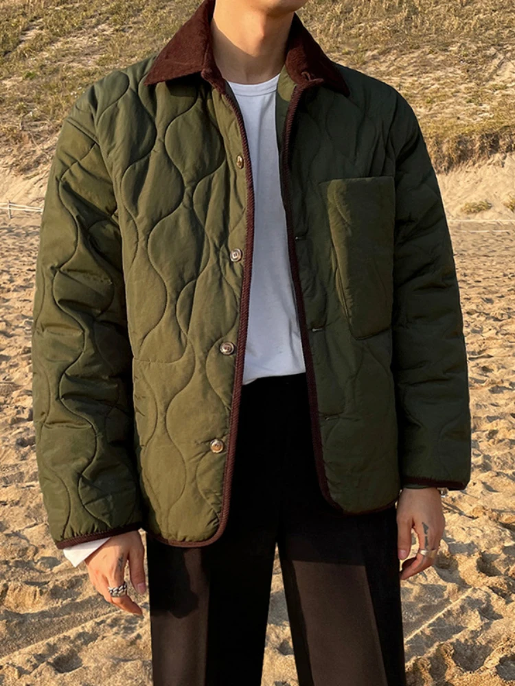 Cotton Jacket Men's Short Korean Version Trend Winter Thickened Cotton Jacket Plaid Bread Jacket Jacket