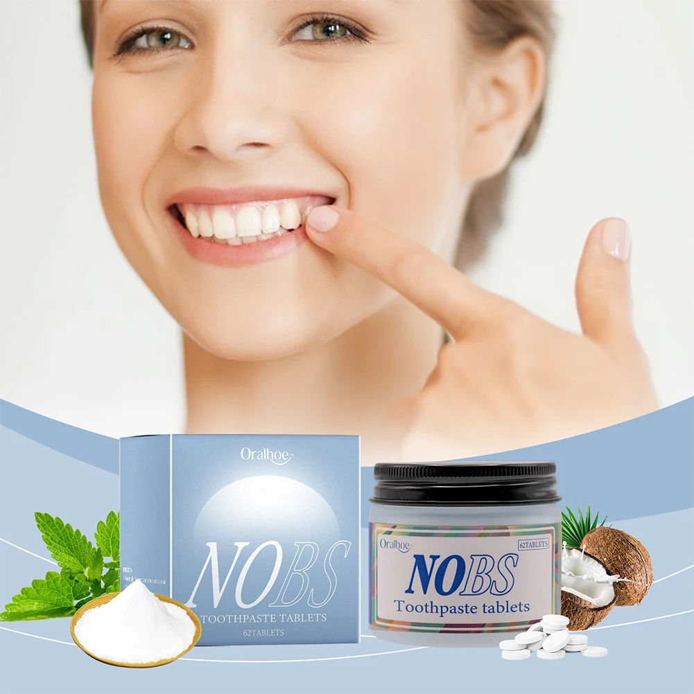 NOBS Toothpaste Tablets Nano Hydroxyapatite Flouride Free Eco & Travel Friendly Teeth Whitening Fresh Remove Smoke Stains