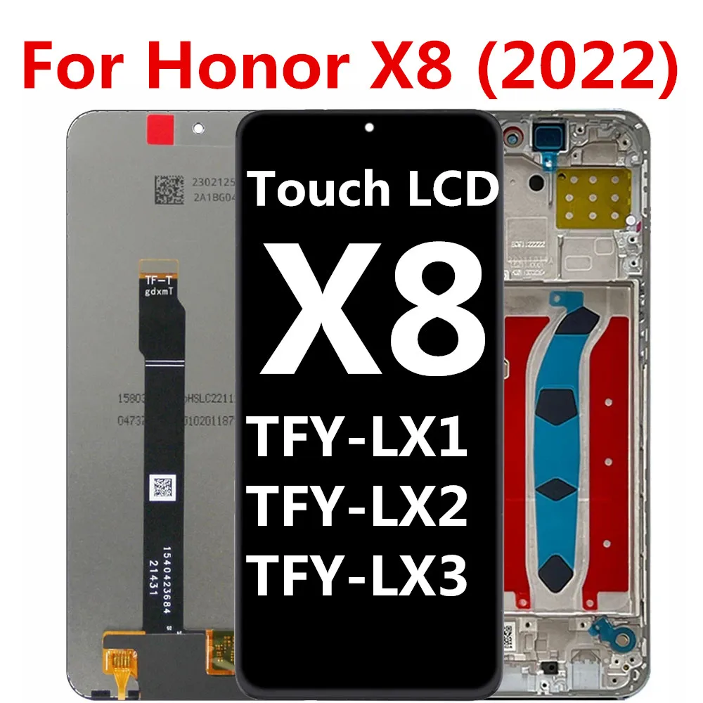 

6.7'' Inch test For Huawei Honor X8 TFY-LX1 TFY-LX2 TFY-LX3 X8 LCD Display Touch Screen Digitizer Assembly Parts Frame LCD