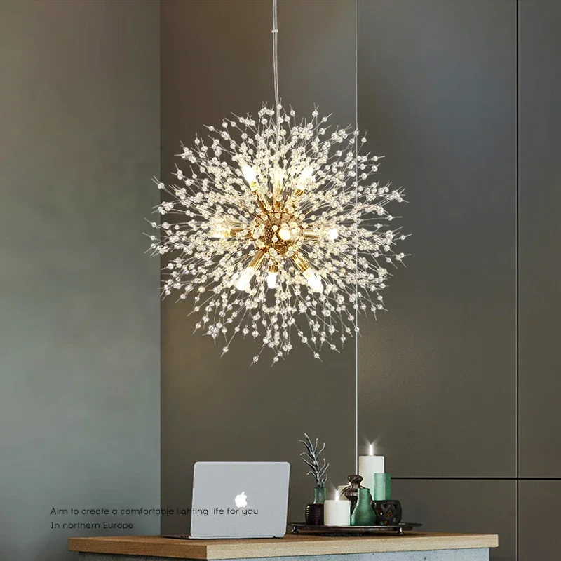 

Modern dandelion LED chandelier Round simple living room Dining Room Bedroom chandelier home decoration art crystal light