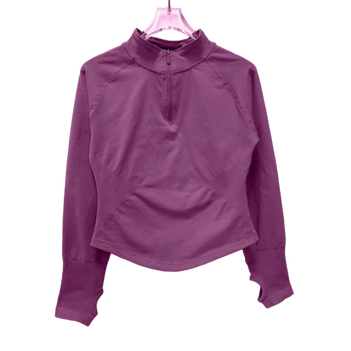 Haut de Sport Femme Manches Longues Demi-Zip