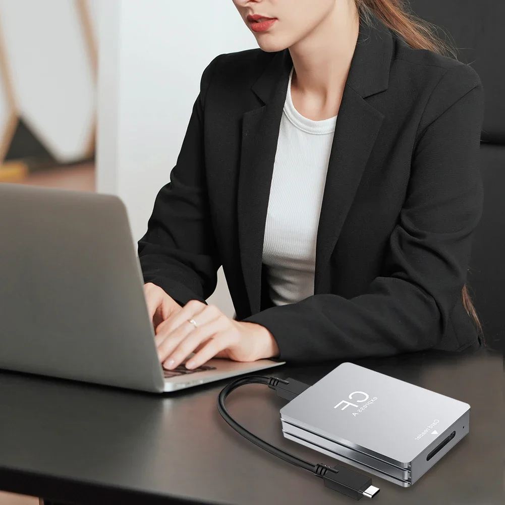 2 in 1 CFexpress Type A SD Card Reader USB 3.2 10Gbps Portable CF Express Reader with USB C To USB C/USB A Cable for SLR