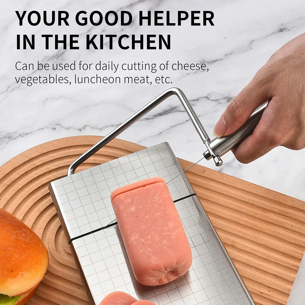 Butter- & Käsehobel Aus Edelstahl – Verstellbarer Draht, Ergonomischer Griff, Für Würfel & Scheiben