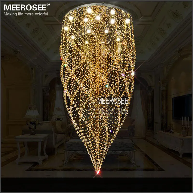 

Round Crystal Chandelier Indoor Light Fixture Amber Hanging Lamp lustre de cristal with GU10 Lights Stair Lustres Lighting