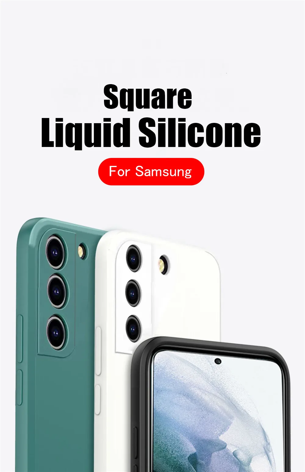 Quadratische Flüssigsilikonhüllen für Samsung S22 S21 S20 FE Plus Note 10 20 Ultra A32 A42 A52S A72 A53 A13 5G Stoßfestes Sof_voghion.com