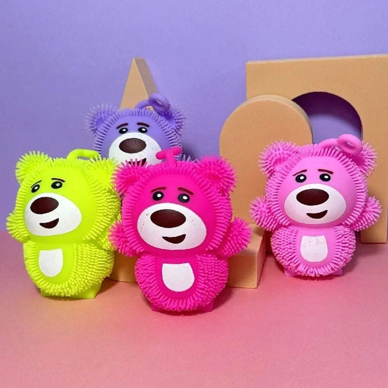 Cute Disney Lotso Color Luminous Bouncy Balls Flash Furry Vent Ball Kids Toys Creative Puzzle Funny Party Favors Christmas Gifts