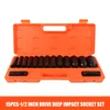 15pcs10-32mm 1/2 inch Hex Socket Wrench Head Used on Ratchet Wrench Drill Torque Spanner Deep Sleeve for Pneumatic Electric Tool 1