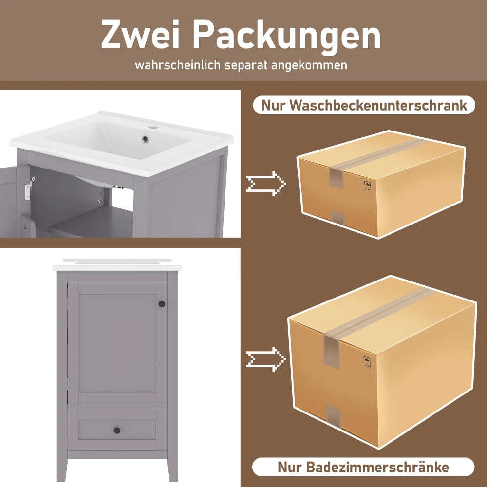51 x 46 x 85 cm, bodenstehender Badezimmerschrank – Keramikwaschbecken, geräuschlose Schublade mit großem Fassungsvermögen, für Badezimmer, einfache Installation – Detail 34