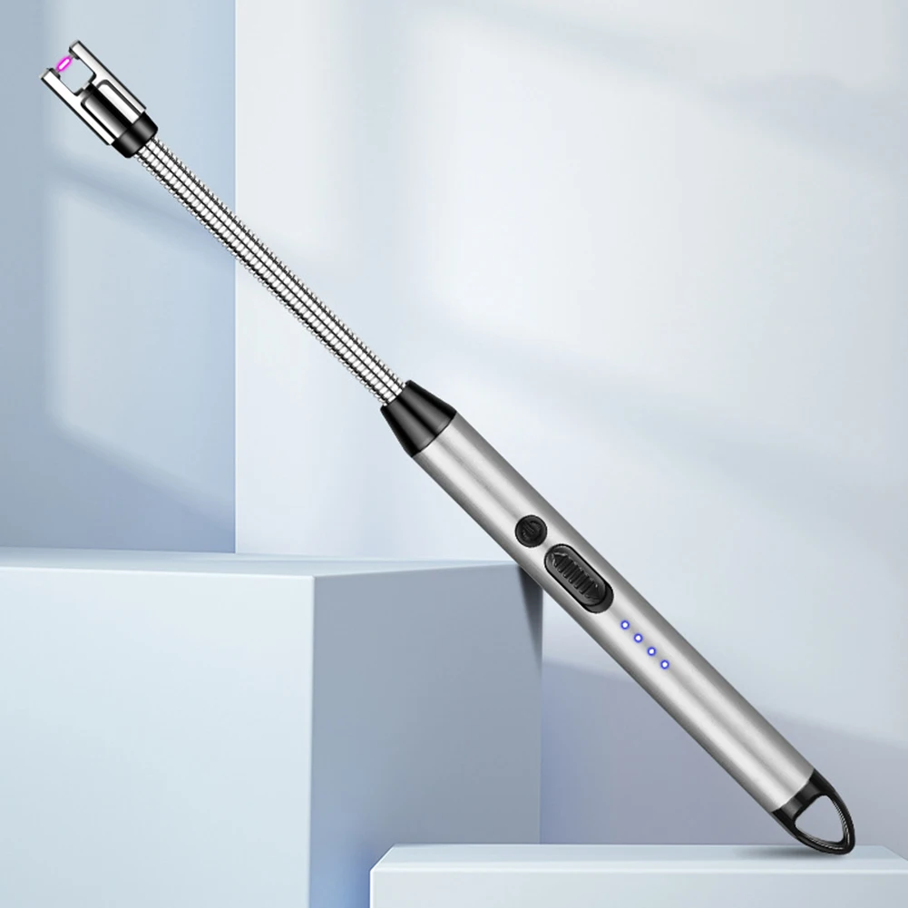 USB Windproof BBQ Lighter 360&deg; Electric Arc Flameless Plasma Ignition Long Kitchen Lighters Gas Lighter Candle Gas Stove