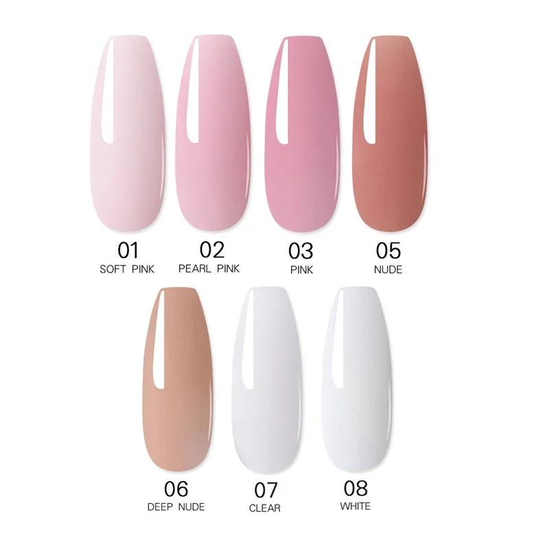 Poly Nail Gel Set to Extension 3D Acrylic Crystal Fingertips with LED/UV Lamp Tools /White/Clear/Nude Chooses All for Manicure 4