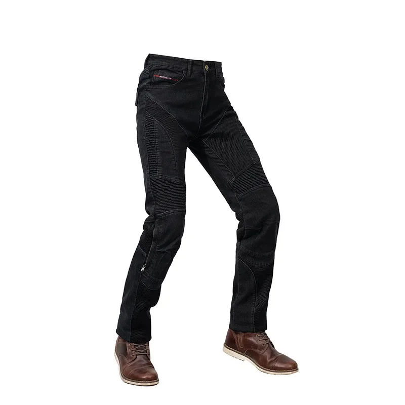 오토바이 라이딩 팬츠 통기성 봄 모토 크로스 안티폴 메쉬 청바지 블랙 남성 캐주얼 슬림핏 실루엣을 매끄럽게 해주는 하이