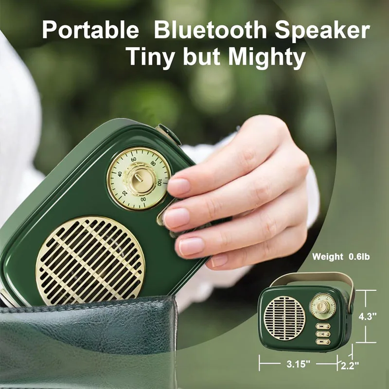 Mini Retro Bluetooth Speaker Hifi Sound Vintage Music Box Wireless MP3 Music Player Rechargeable Support TF Card U Disk AUX
