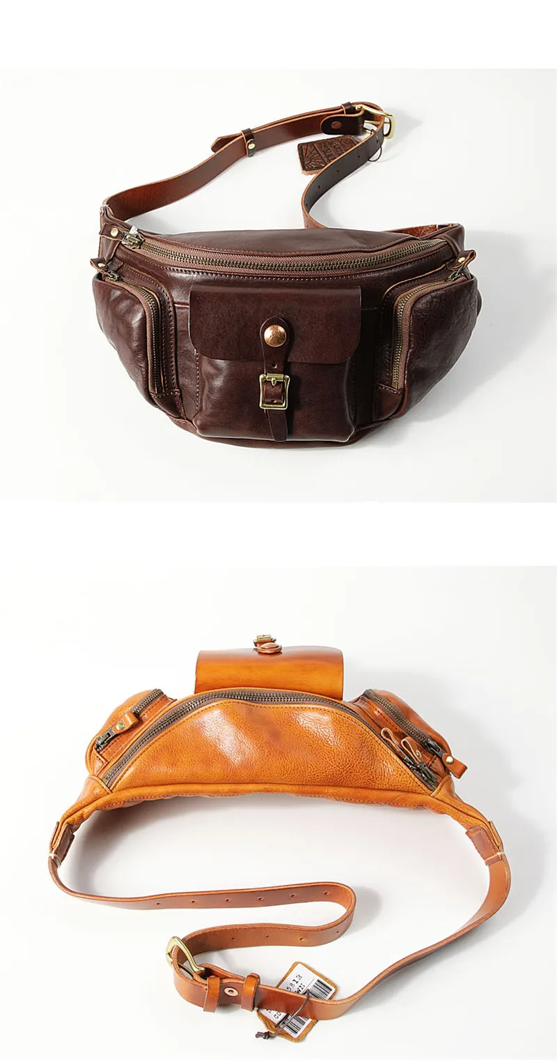 Pndme Mode Luxus Echt leder Herren Multi-Pocket Brusttasche Designer hochwertige echte Rindsleder Schulter Umhängetasche – Detail 7
