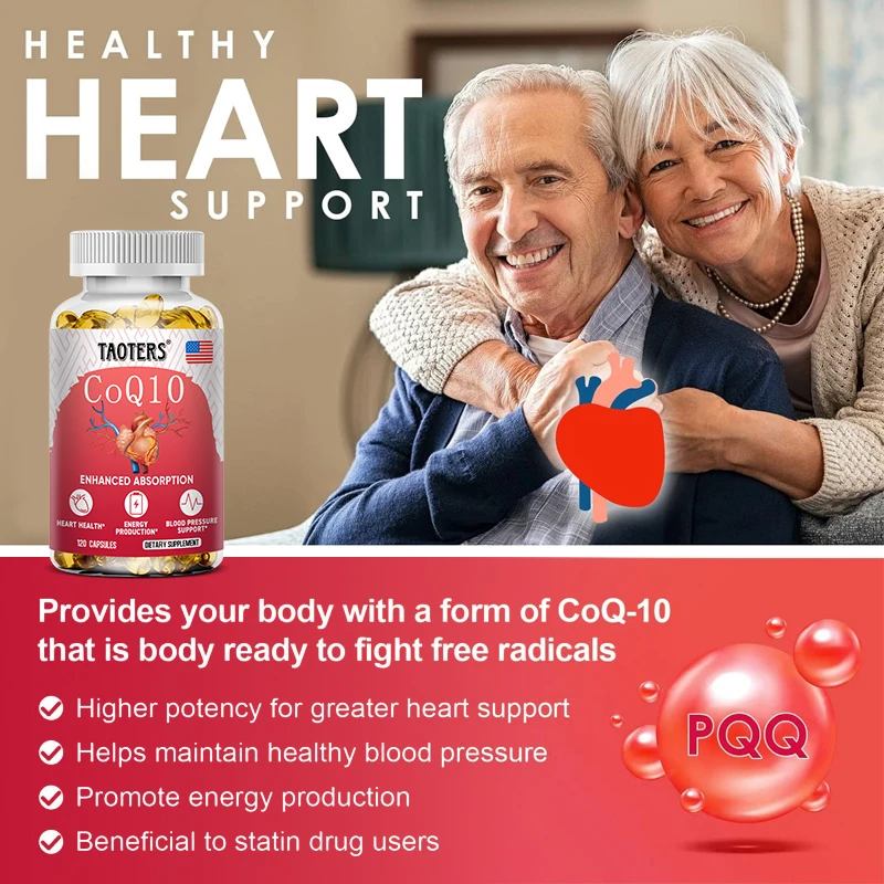 Organic Ultra High Absorption COQ10 Coenzyme Q10 Vascular and Heart Health Energy Production Suitable for Adults Men and Women