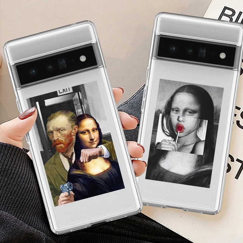 Aesthetic David & Mona Lisa Art Clear Soft TPU Phone Case Cover