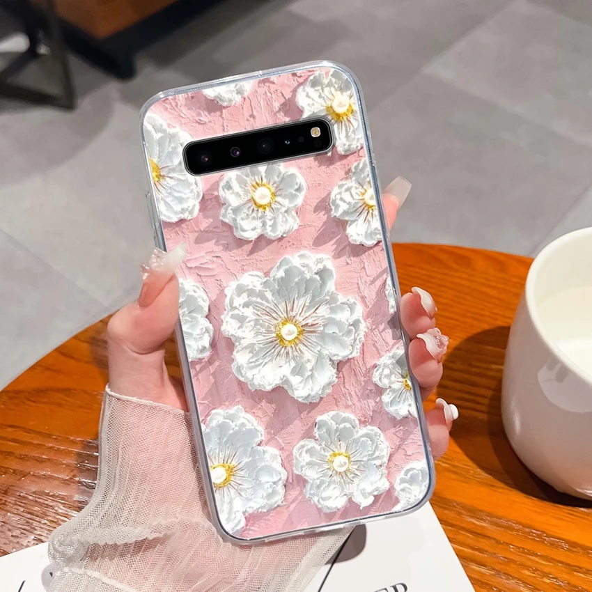 Romantic Rose Pattern Transparent TPU Silicone Anti-Slip Bumper Phone Cover