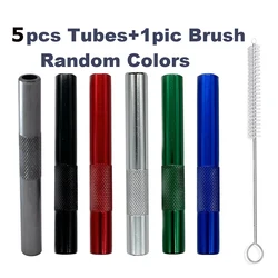Portable Mini Straw Dispenser Set - Reusable Metal Straws for Kitchen, Outdoor, and Travel Use (3/5 Pack Options) (5packs with Brush)
