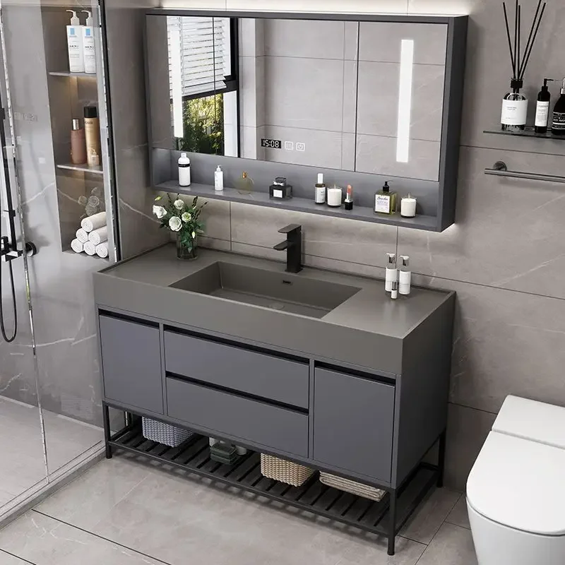 Light luxury intelligent bathroom cabinet combination, simple nano rock