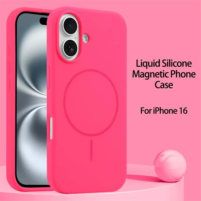 Enhanced Liquid Silicone Magnetic Case with Wireless Charging Support, Slim Soft Cover