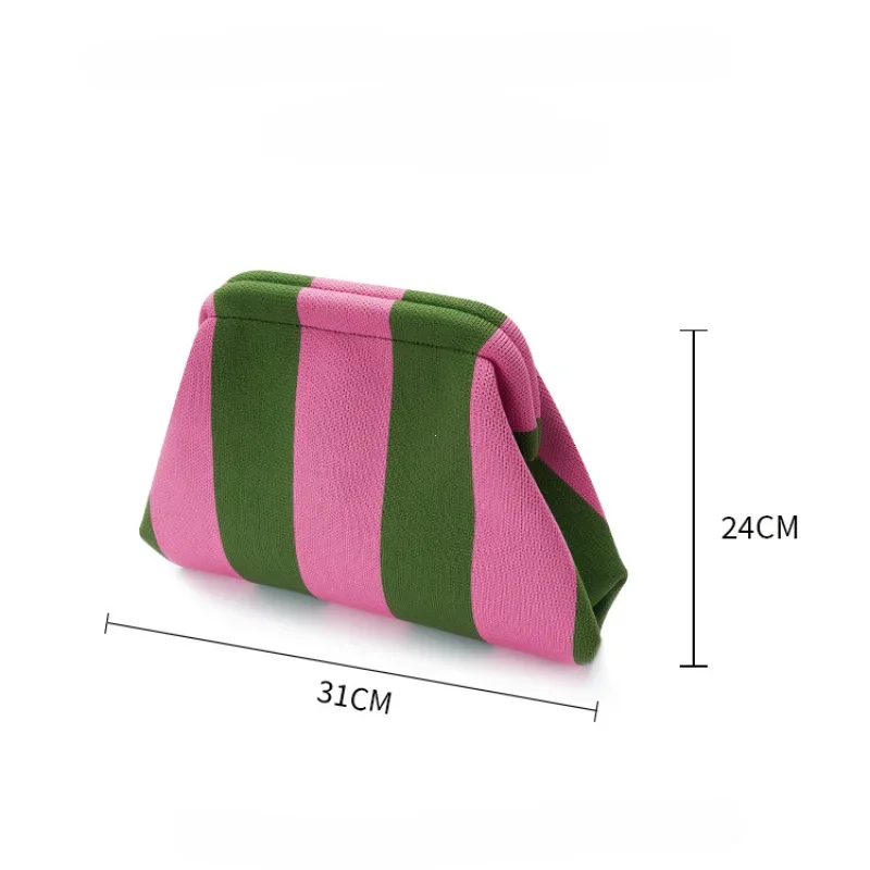 Beach Clutch Bag Summer Beach Clutch Bag for Women Woven Crochet Handbags Purses Knitting Dumpling Clutch Ruched Cute Cloud Casual