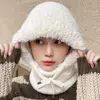 3 In 1 Winter Balaclava For Women Winter Fur Cap Mask Set Hooded For Women Outdoor Cycling Ski Windproof Hat Fluffy Beanies Hood 6