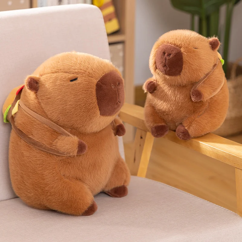 햄버거 플러시 장난감과 Capybara 동행 장난감 박제 동물 강아지 인형 장난감 수면 베개 어린이 생일 선물 홈 장식